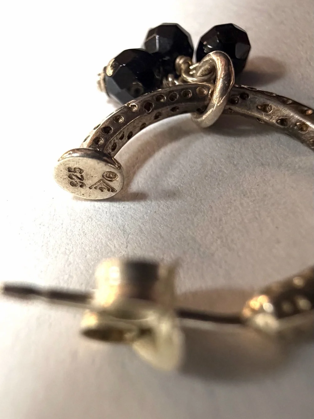 Silpada Sterling Silver Hoop Earrings With Onyx Bead Dangles #P1180